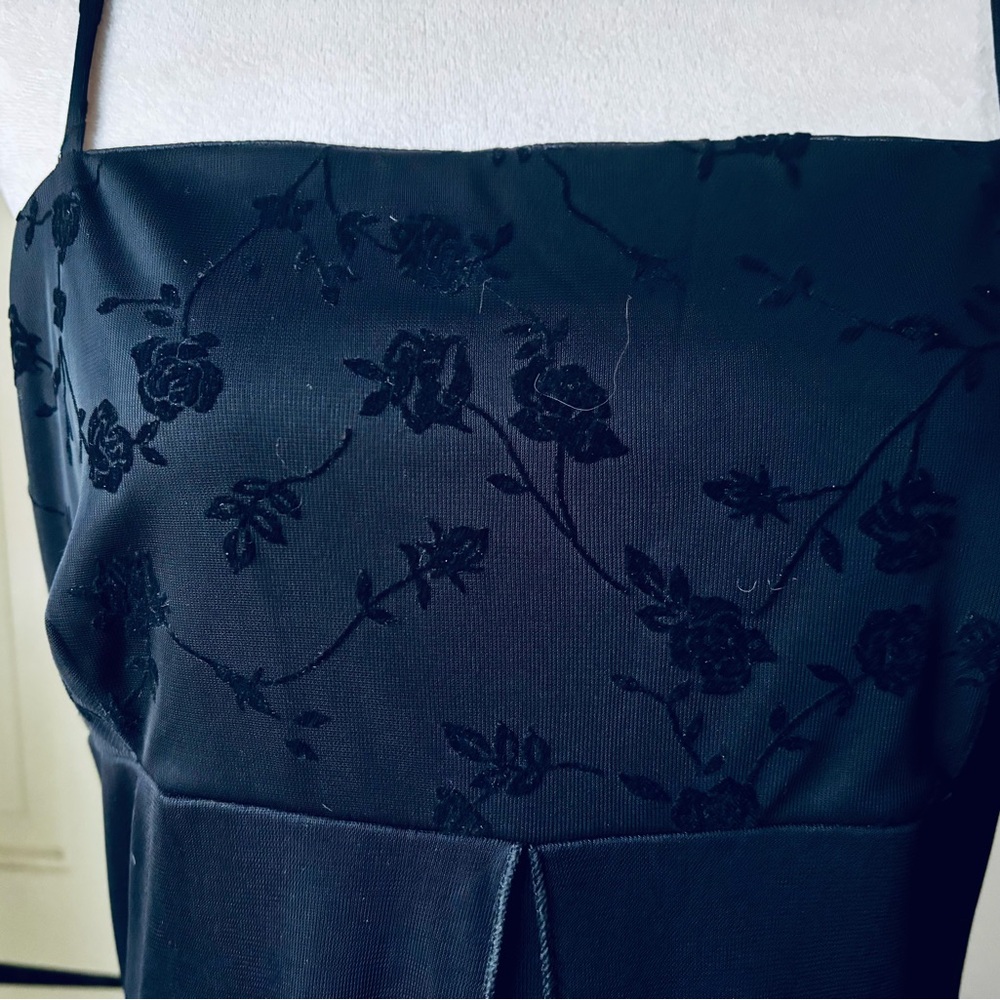 Vintage Y2K Sz 14 California Concepts Sheer Black Floral Empire Waist Prom Dress - Picture 4 of 9